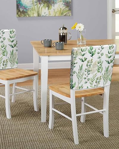 Miniatura 5 de Savannan Classicsan48749 - Juego de 4 fundas protectoras para sillas de comedor, con hojas de eucalipto de verano, fundas protectoras para