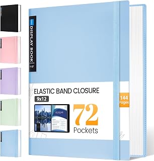 Sooez Art Portfolio 9"x12", 72 Pockets Large Portfolio Folder Display