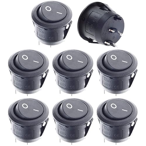 QTEATAK 8 unids KCD3 SPST Snap-in ON-Off 2 Pin Snap Rocker Interruptor de barco Negro AC 250V 15A 125V 20A para coche, barco, electrodomésticos