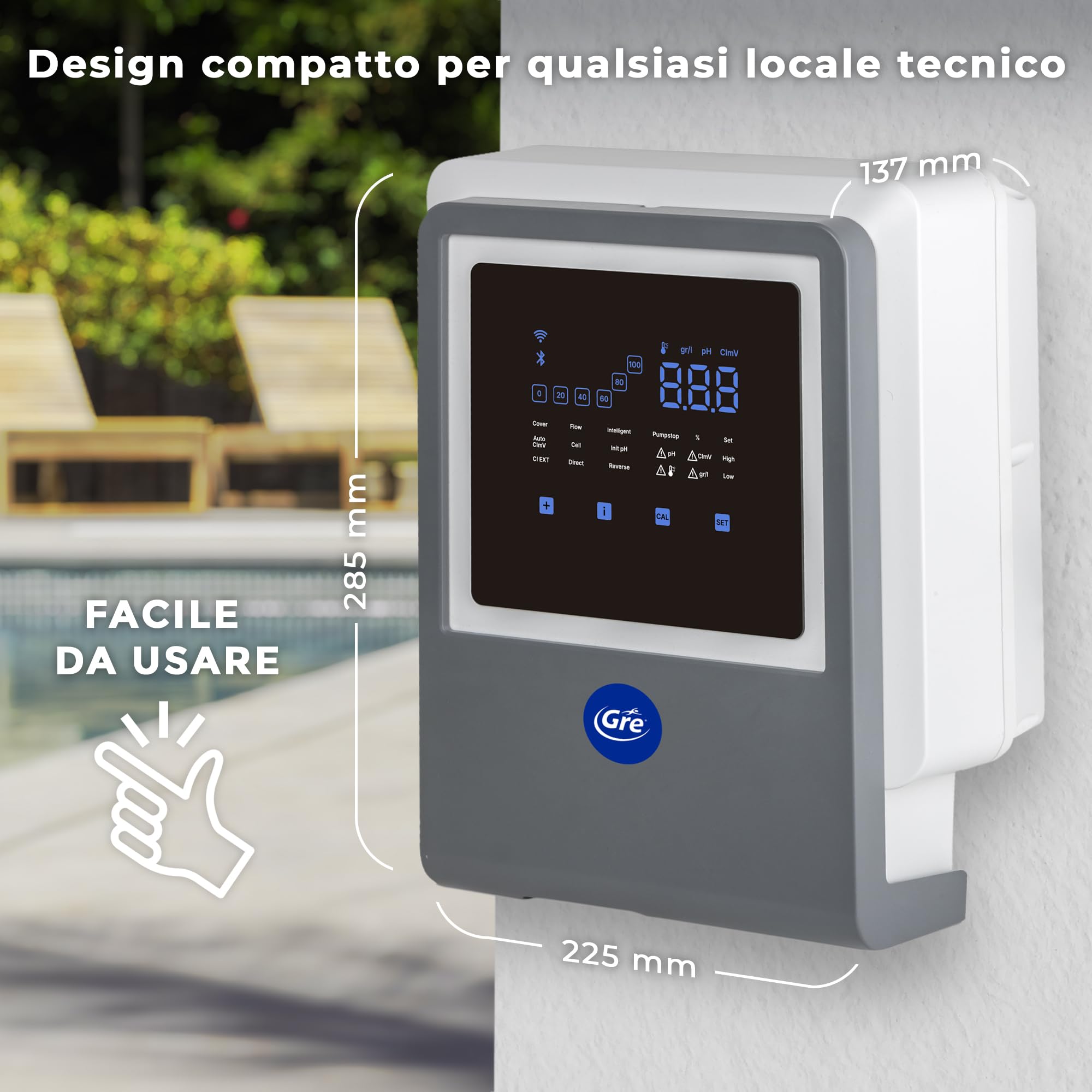 Gre SWGA60 Cloratore salino connesso Piscine Fino a 60 m³ con peristaltica