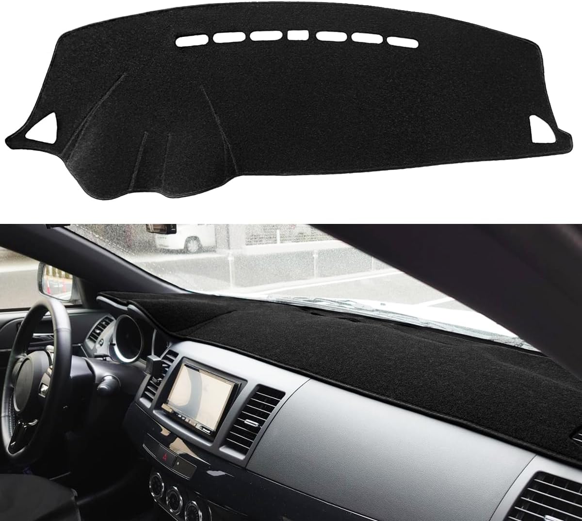Dash Cover Mat Custom Fit for Mitsubishi Lancer EX EVO Evolution Sportback, Dashboard Cover Pad Carpet Protector (Black) F160