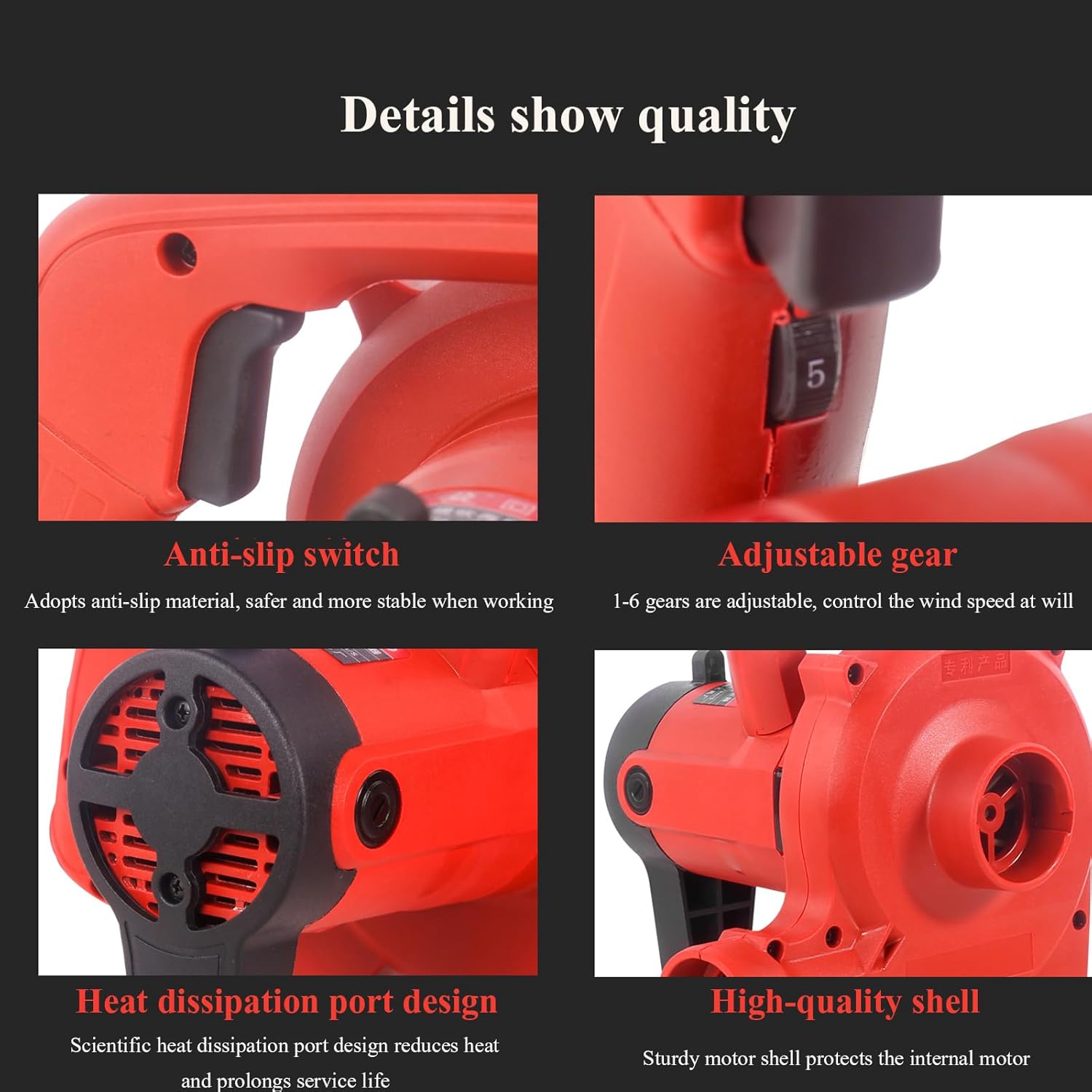 Industrial Vacuum Cleaner, Blowing and Suction Dual-Purpose Dust Collector, 6-Speed Adjustment, Can Be Connected to Slotting Machines, Wall Planing Machines, Grinders and Other Power Tools