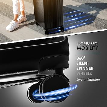 TRAVELARIM Hard Shell Luggage Sets with Spinner Wheels 4 Piece, Expandable Large Suitcases with TSA Lock, Travel Large Suitcase Set, Black Luggage Set