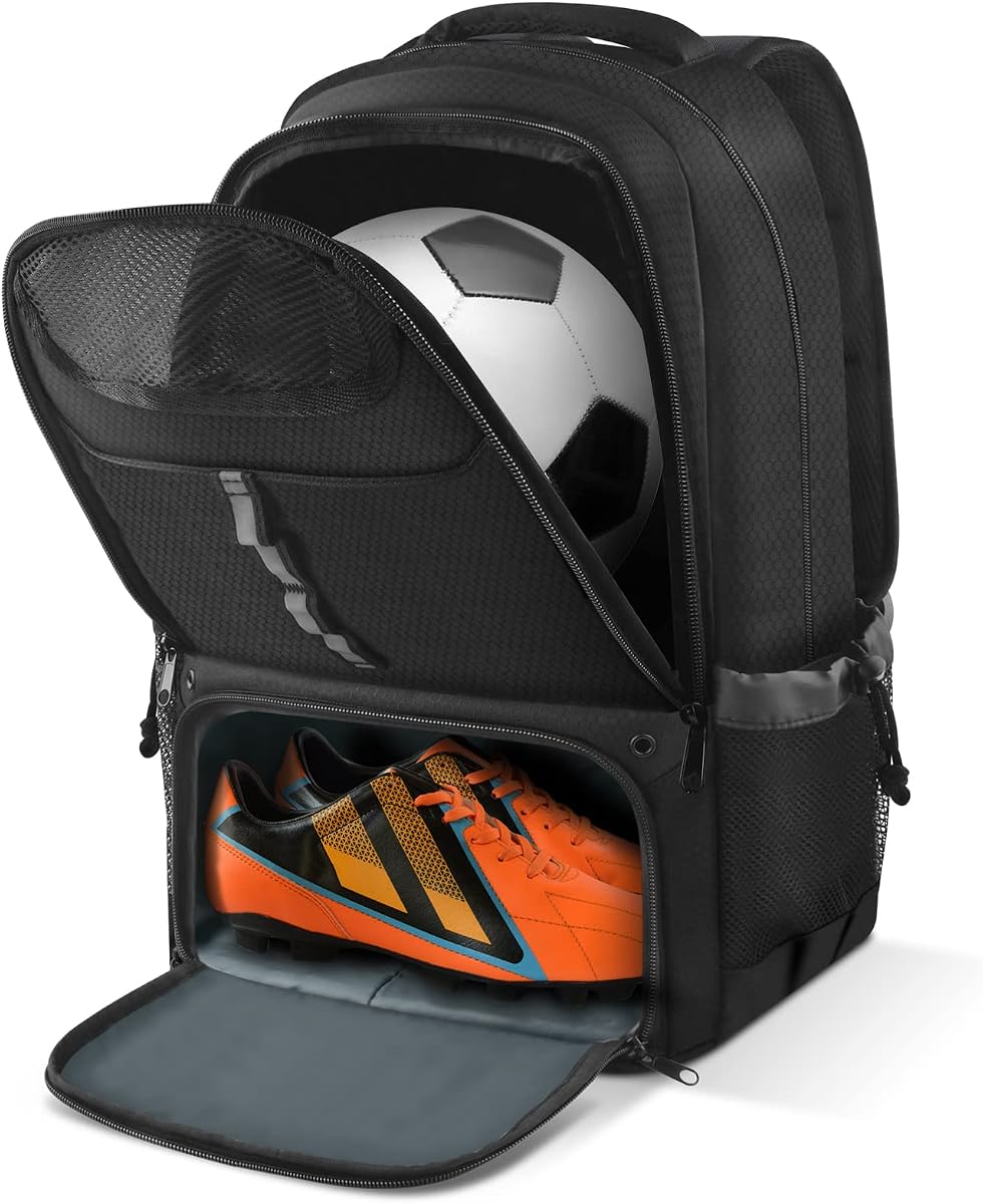 Mochila de fútbol, bolsa deportiva con soporte para pelotas y compartimento para zapatos, para fútbol, baloncesto, voleibol, Rugby