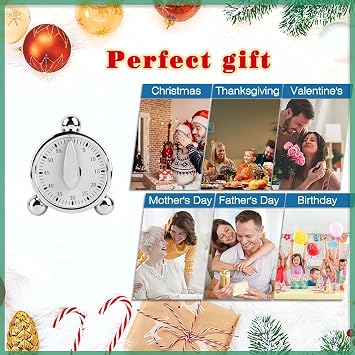 60 Minute Kitchen Timer Mechanical Timer for Cooking Baking Visual Countdown Reminders Alarm Clock Stainless Steel Timer for School Learning Projects and Kitchen