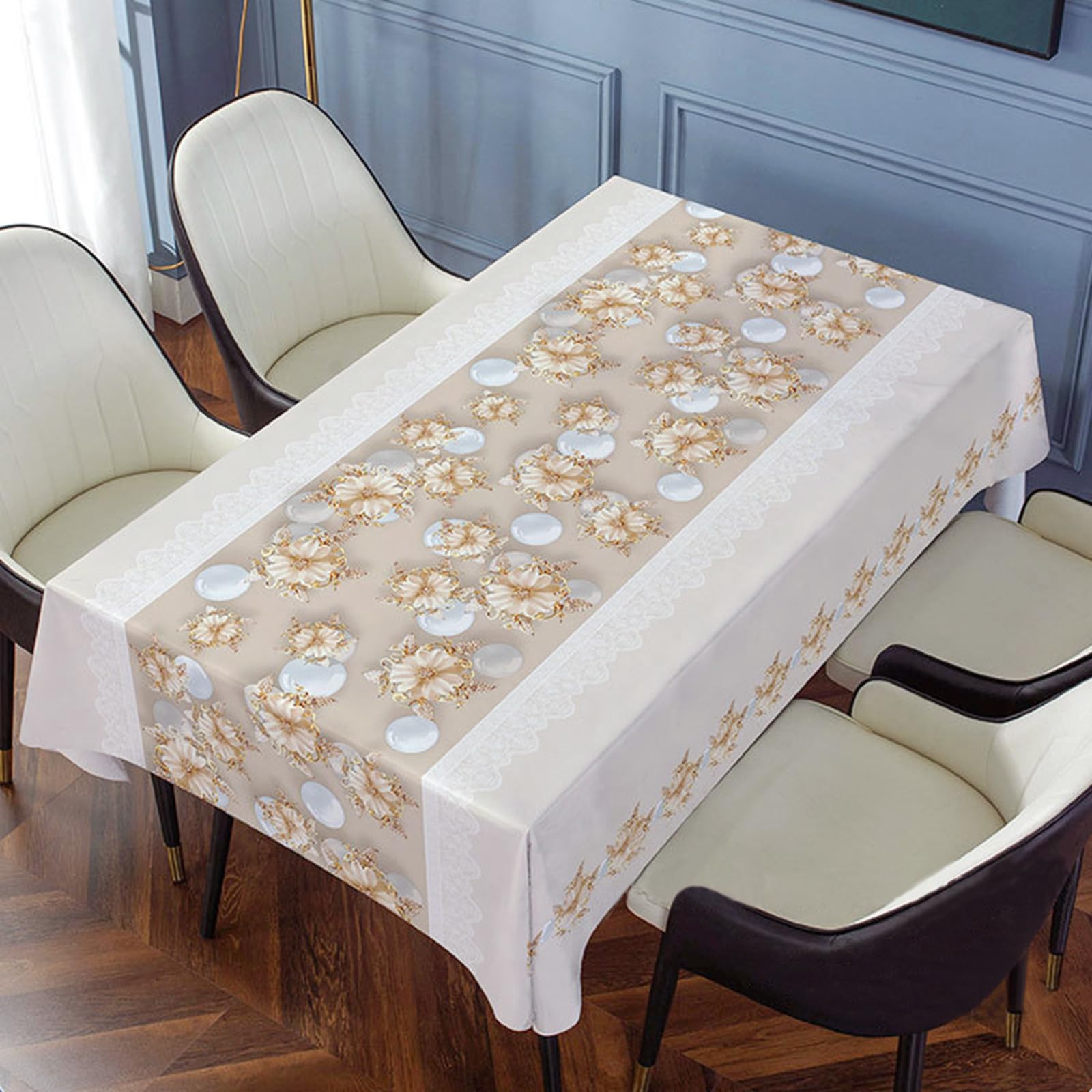 Nappe carrée table salon et cuisine motif fleuri pour repas de famille