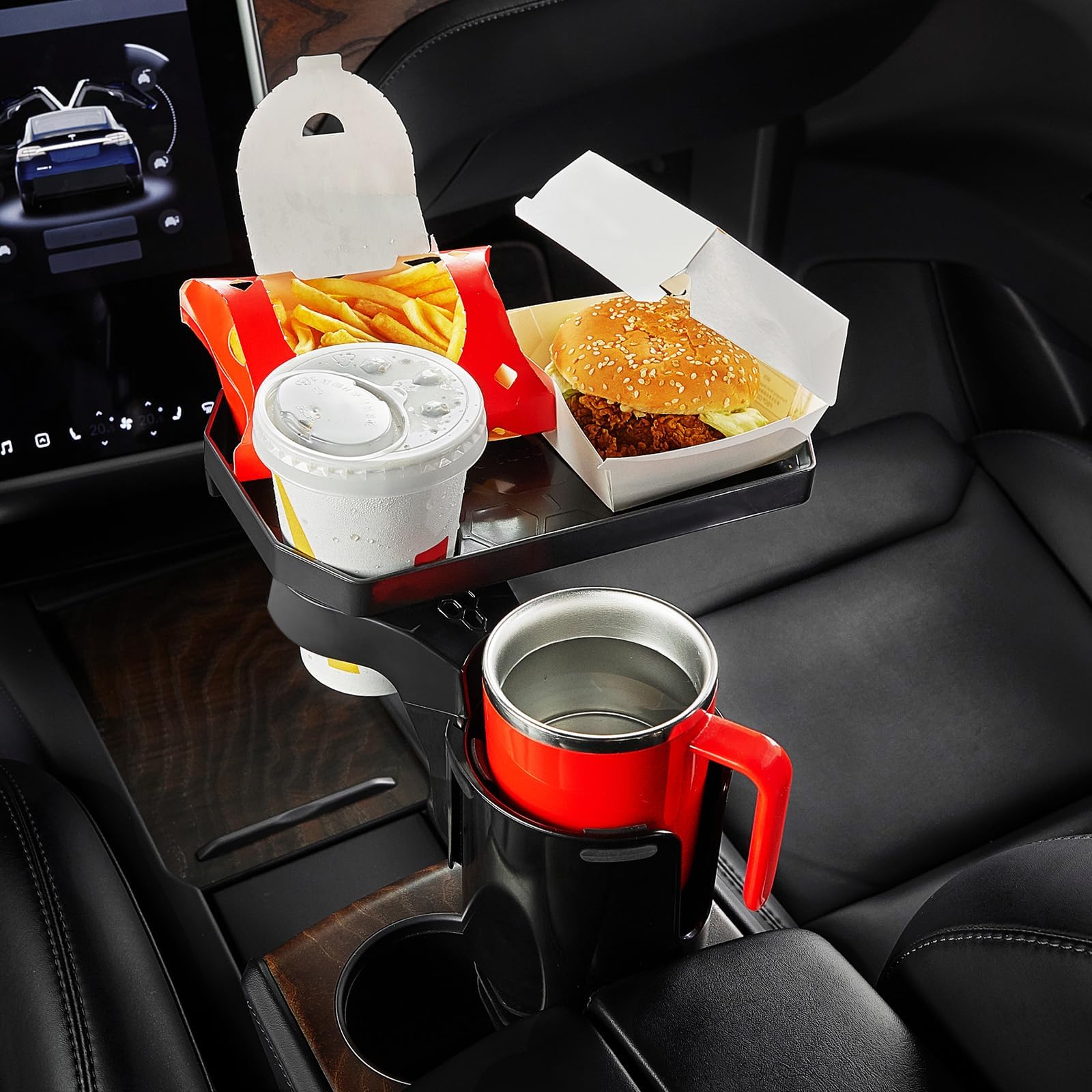 Car Cup Holder Expander, Automotive Cup Attachable Tray with 360° Rotation,Large Cup Holder Adapt Most Regular Cups with 18-40 oz, fit in 2.75-3.25 inch Car Holder