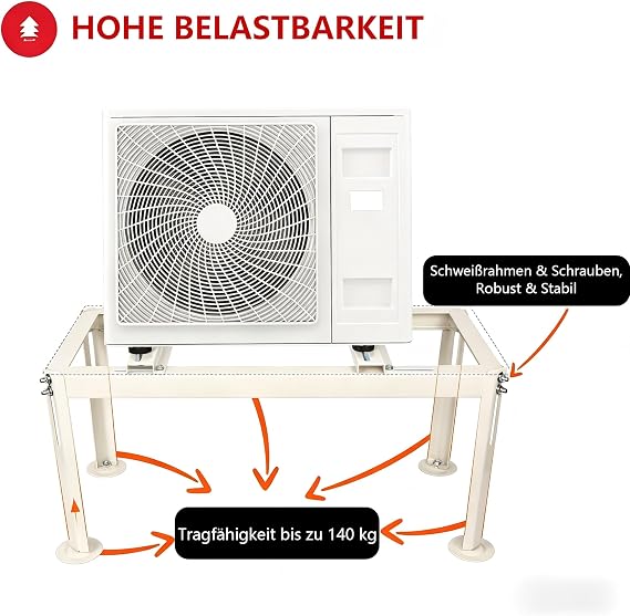 Wostore Heat Pump Floor Stand Air Conditioning Floor Console Climate Stand Frame up to 140 kg 9000-24000 BTU GS 380