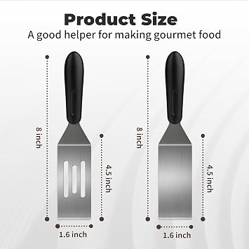 2Pcs Stainless Steel Spatula Set,Mini Serving Spatula for Kitchen Use,Metal Spatula for Cooking with Heat Resistant Handle,Metal Spatulas for kitchen use for PancakesLasagnaBrownies (4PCS)