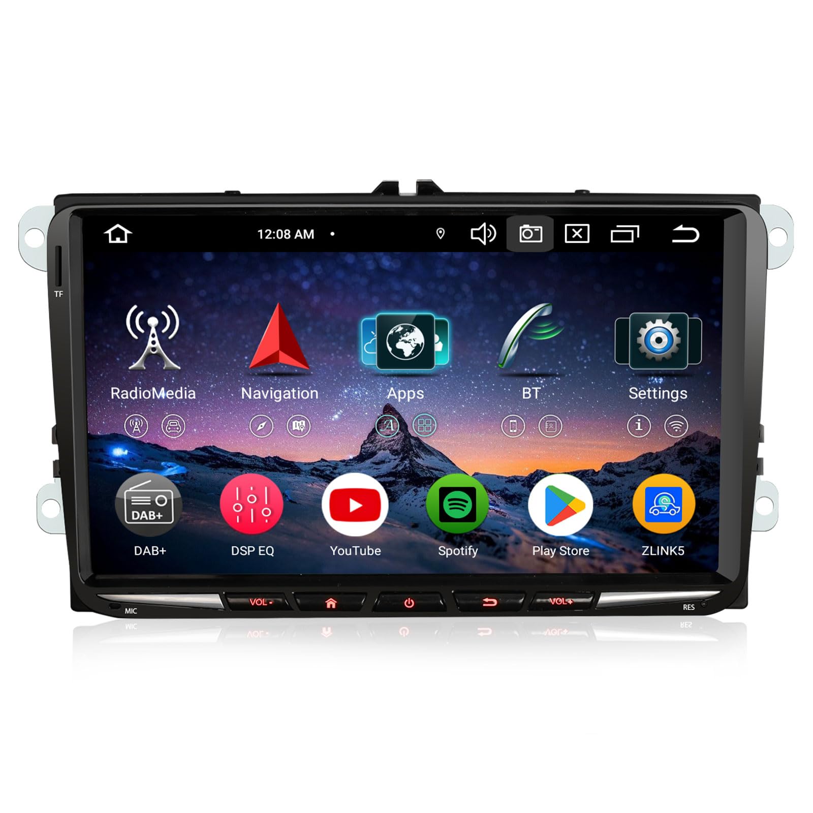 Erisin 8-Core 4GB+64GB 9 Pulgadas Pantalla Android 16 Radio Coche Bluetooth GPS Navegador para Volkswagen Golf 5/6 Passat Polo Tiguan Touran Caddy T5 Seat Skoda CarPlay Android Auto Dab+ WiFi DSP USB