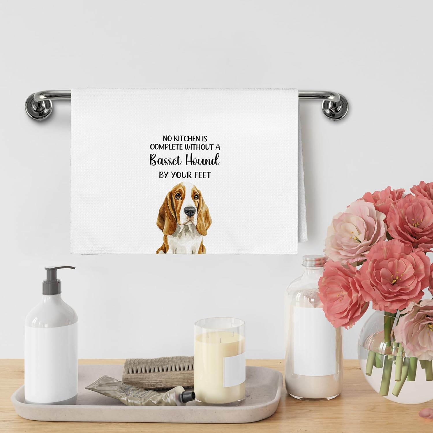Funny Bassett Basset Hound Dog Mom Kitchen Towels Decor Gifts for Women Men Kids, Bassett Basset Hound Dog Decor Ornament Accessories Dish Hand Tea Towels for Bathroom Kitchen, 16x24 Inches - Image 3