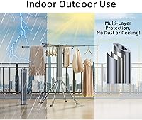 Vista 5 de BIREN Tendedero de Ropa Plegable Extensible Tendedero de Lavandería con 16 Clips Tendedero de Ropa Plegable que Ahorra Espacio para Colgar Ropa