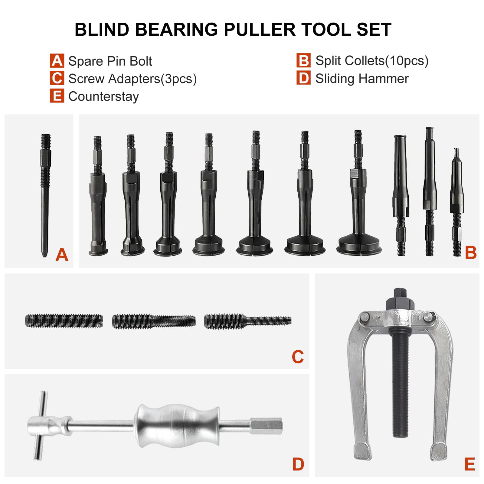 SEEKSELF Kit Extracteur Roulement Intérieur 36 En 1 – Outil Démontage Roulements Engrenages Séparateur