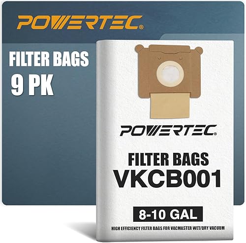 Miniatura 1 de POWERTEC 75043-P3 Bolsas de filtro de vellón para Vacmaster VK811PH, VK1011SIWTH, 9PK