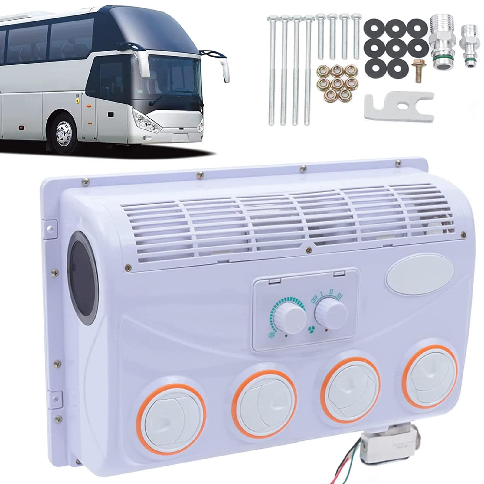 ELOMAS Truck Rv Rooftop Air Conditioner,Conditioning Evaporator Assembly,12V/24V DC Air Conditioner Truck RV Excavator Van Farm Vehicle Type Air Conditioner,24V
