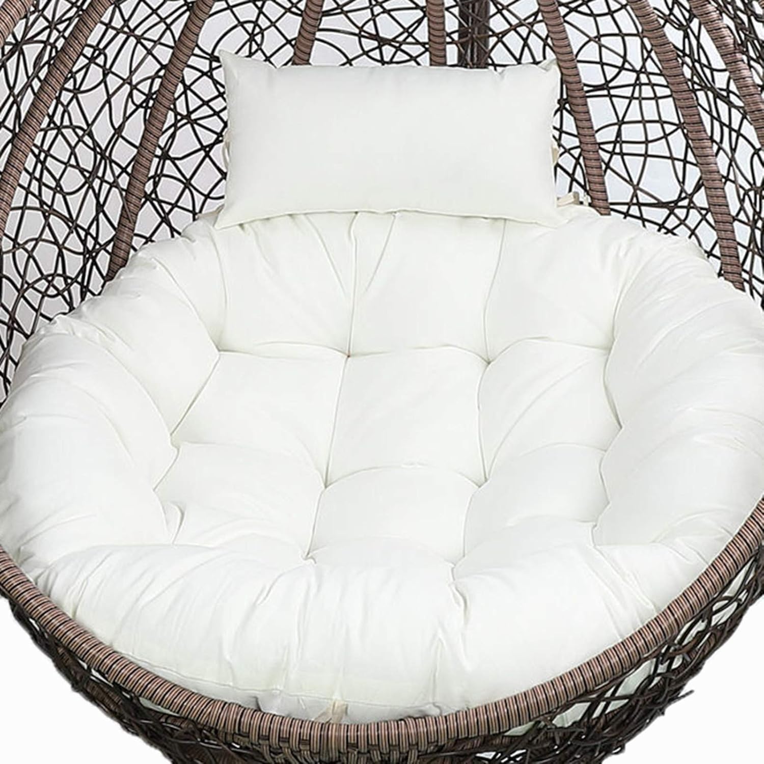ERTsrhFD Outdoor Cushion Replacement for Hanging Swing, Thicken Round Hammock Chair Only, Washable Cushions(White)
