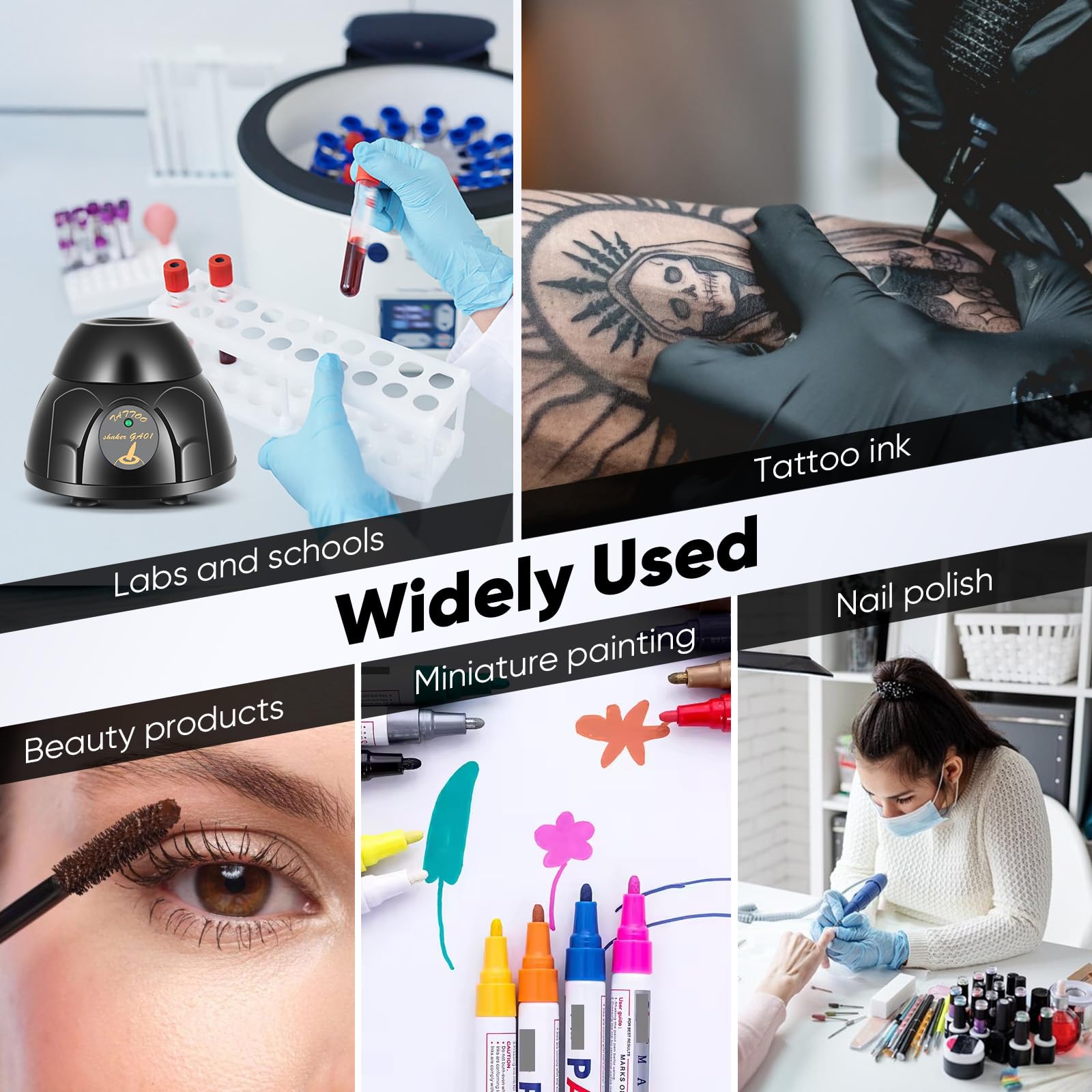 Vortex Mixer Mini 5200 U/min, Elektrischer Pigment Shaker mit Touch-Funktion, Lab Vortex Mischer für Farben Schüttler, Nagellack, Tattoo Tinte, Wimpernkleber, Farbschüttler für Reagenzgläser