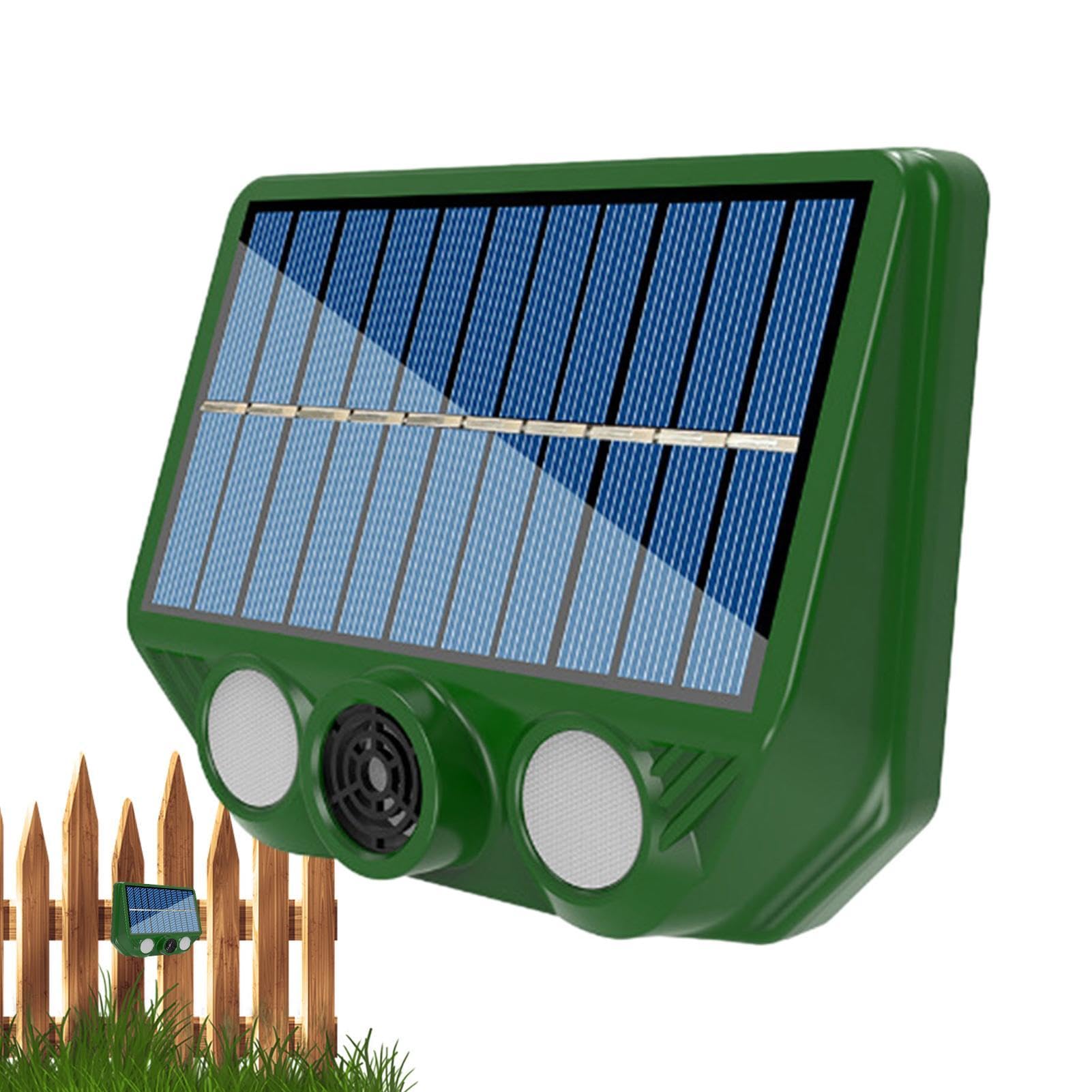 Solar Animal Repeller - ultrasonics Animal deterent, Outdoor High Frequency Animal Repeller | duaal Illumination Modes functions white lighting red light, Weatherproof Device Prevent Animal Invasion