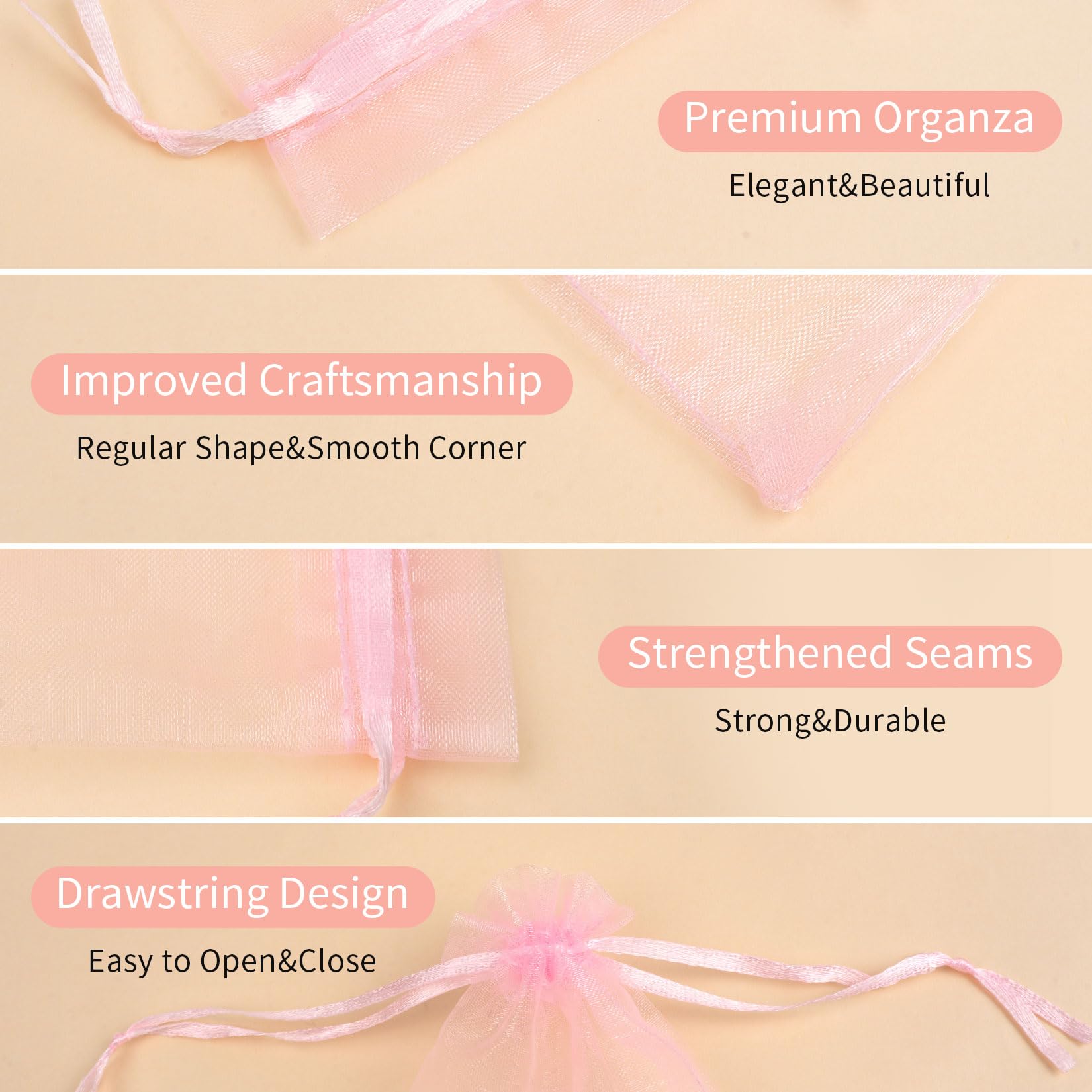 Crweety 50-Pack Hot Pink Organza Gift Bags 6x9 Inch – Drawstring Jewelry Pouches For Party Favors