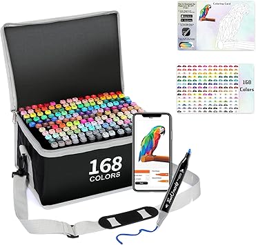 168+2 Colors Alcohol Markers with Free App, Chisel Tip and Fine Tip