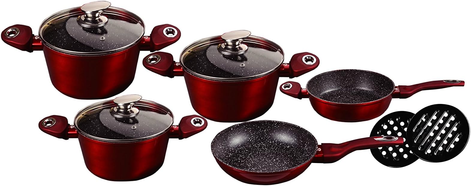 Blaumann Cookware 10 pieces Granit Line Red