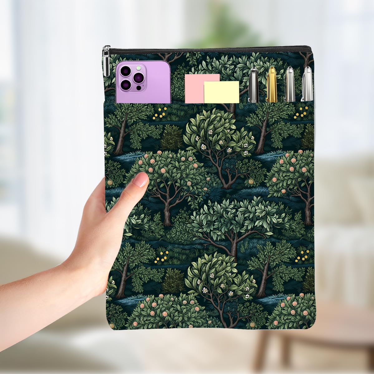 Classic Book Lovers Gifts, Book Sleeve Vintage Forest Flower Waterproof Books Covers for Paperbacks with Front Pocket Bookish Accessories Gifts for