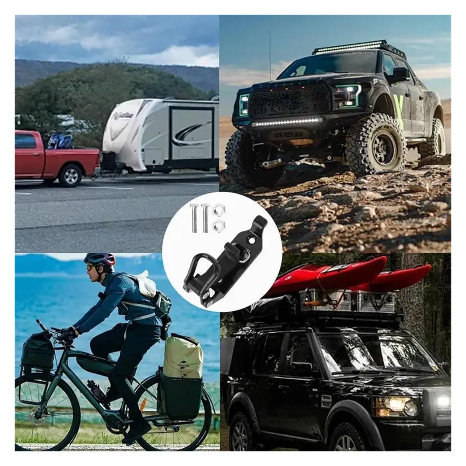 Dachkorb-Montagehalterungen Autodachträgerklemme 62 Pfund Tragfähigkeit Dachträgerklemmen for Axtschaufelboote Zinklegierung FüR Offroad DachgepäCkträGer(Black)