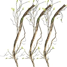 3Pcs Artificial Bendable Tree Branches for Decoration, 35in Realistic Faux Dried Branches Wreath, Fake Vines Tree Twigs with Leaves for Home Decoration, Flower Garlands, Crafts