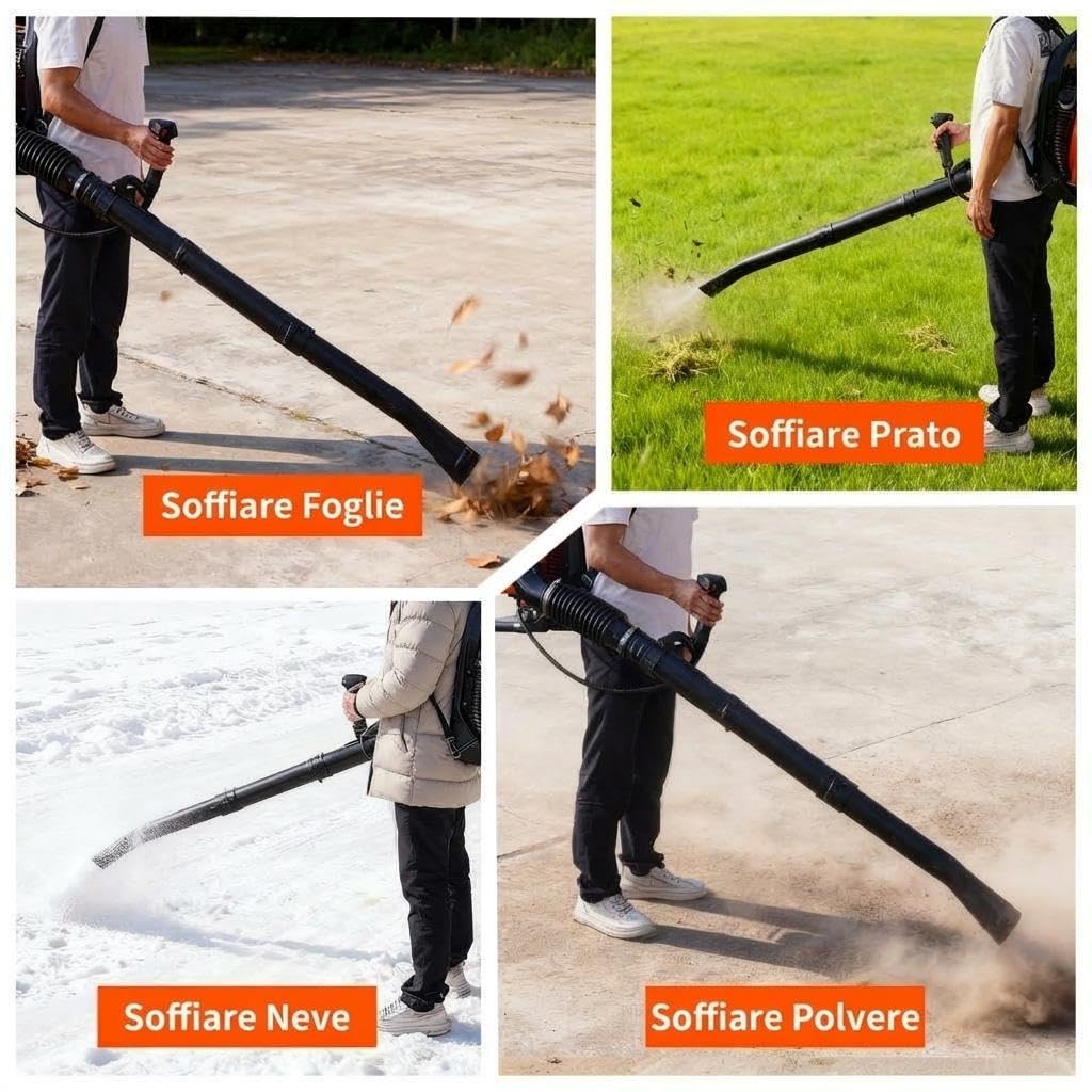 Garvee Con 1 Pacchetto Plastica 2 Plastica Zaino Soffiatore Foglie - Potenza Commerciale 66CC 4.0HP Motore a 2 Tempi, 880 CFM, 320 MPH, Design Ergonomico Per Giardino, Prato, Rimozione Neve， Arancione