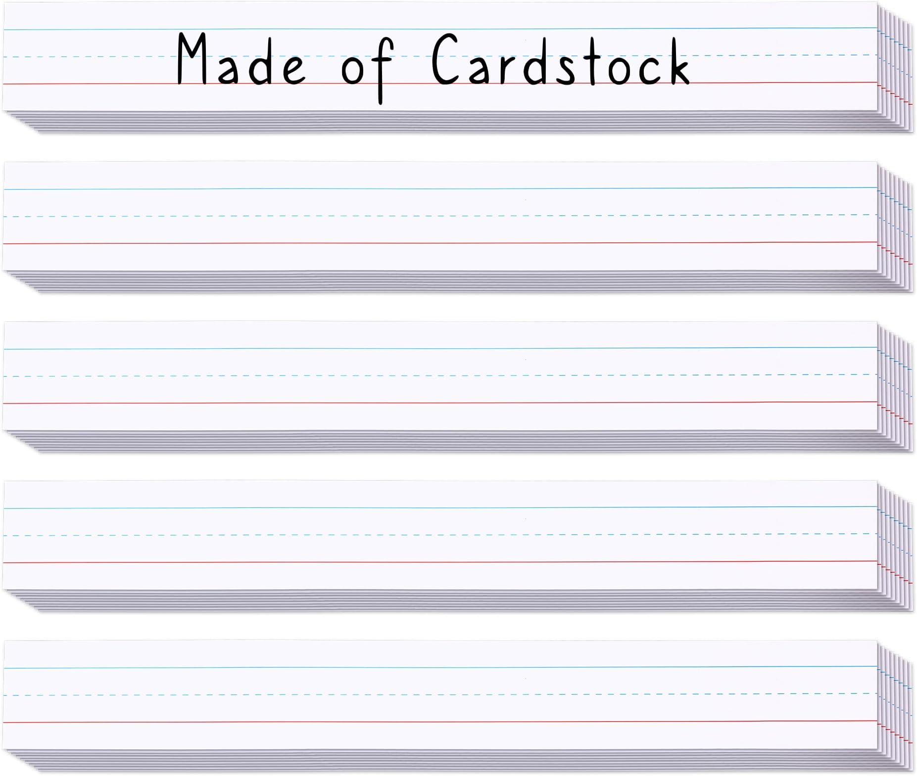 Chell White Sentence Strips Cardstock 3” x 24”, Thick Ruled Word Writing Paper for Teacher Supplies, Classroom and Home, Pack of 100