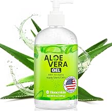 Honeyskin Organic Aloe Vera Gel for Face with Orchid & Apple Stem Cells - Soothing & Hydrating Aloe Gel for Sunburn Relief & After Sun Care - 100% Aloe Vera Gel for Hair, Face & Body 12 Fl Oz