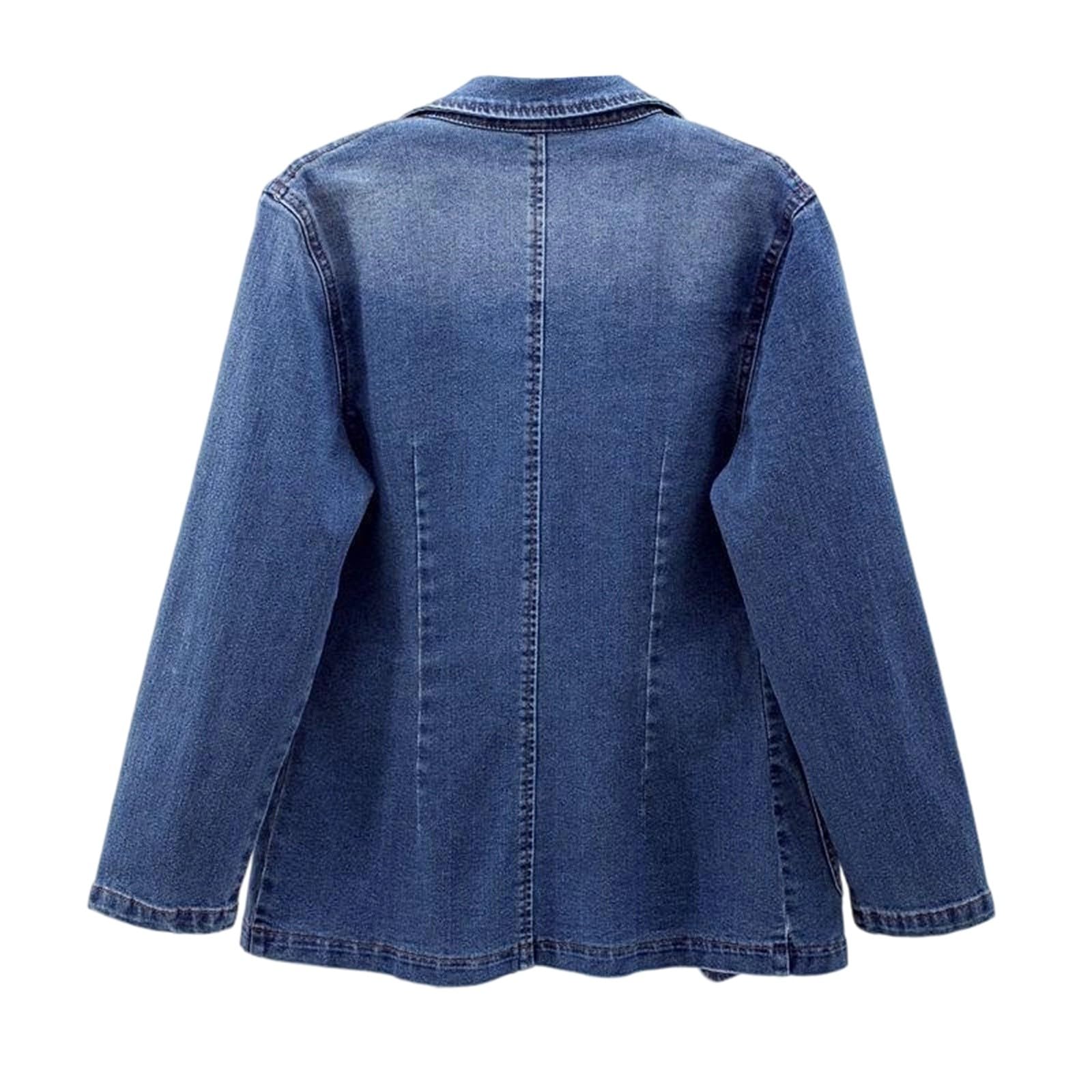 Chaqueta Mujer Invierno Chaqueta vaquera manga larga mujer abrigo informal diario desplazamientos corte ajustado botones frontales abiertos