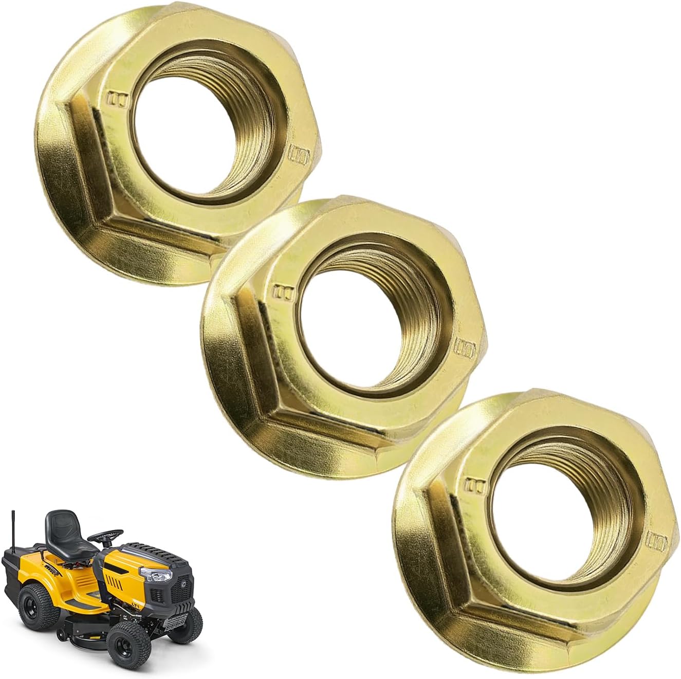 shiosheng 3pcs Aftermarket 712-0417 912-0417 712-0417A 112-0330 912-0417A 285-104 Flange Spindle Blade Pulley Nut for Cub Cadet MTD Toro