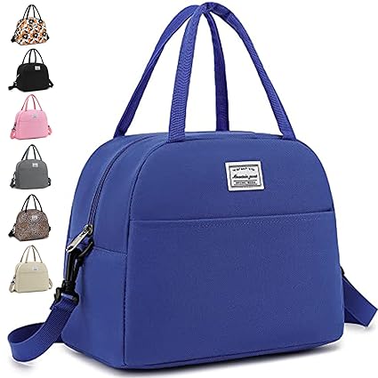 Lunch Bag Reusable Insulated Cooler Lunch Box Adult Water Resistant Tote Lunch Bag for Women /Men Work Picnic Beach or Travel (Blue)