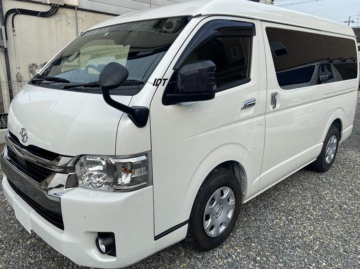 Amazon  ミニウエス付 6型 ハイエース カーボン エアロ ドアミラー 