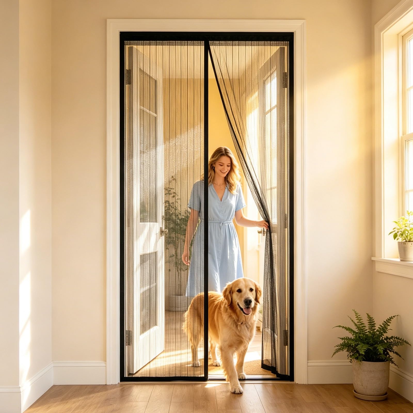 Gaifnag Black Magnetic Screen Door 85 X 200 Cm Curtain, Heavy Duty Self-Sealing Mesh, Door Screen Automatically Closes Magnetic Fly Insect For Living Room Kitchen Patio,
