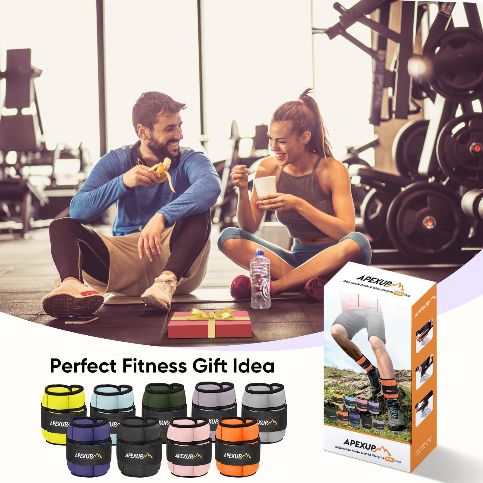 APEXUP Pesas de tobillo ajustables para hombres y mujeres, correas de peso modulares para yoga, caminar, correr, aeróbicos, gimnasio