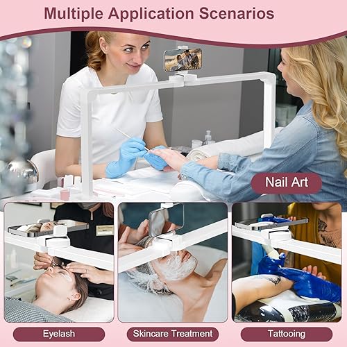 Miniatura 7 de iVict Lámpara de escritorio de uñas, luz tecnológica de uñas de 34 pulgadas con soporte para teléfono, 0-100% brillo ajustable, 3000K-6000K