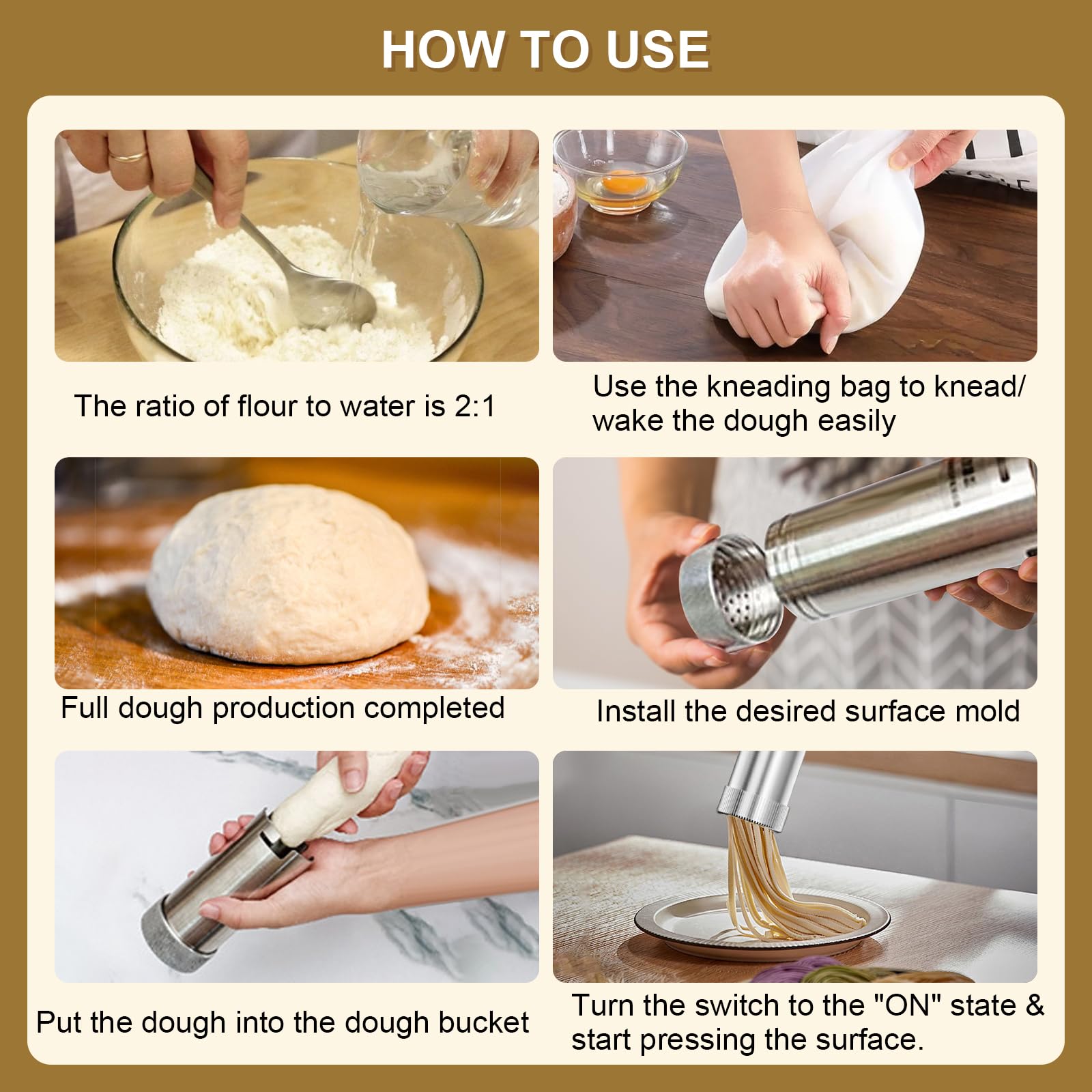 Máquina de Pasta Eléctrica de Mano, Pasta Maker, Máquina de Pasta Portátil con 7 Accesorios para Espaguetis/Fettuccine Hechos