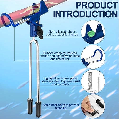 Miniatura 9 de LBW - Soporte de caña de pescar para pesca bancaria, soporte para caña de pescar de playa, soporte ajustable de acero inoxidable de 360 grados, 2