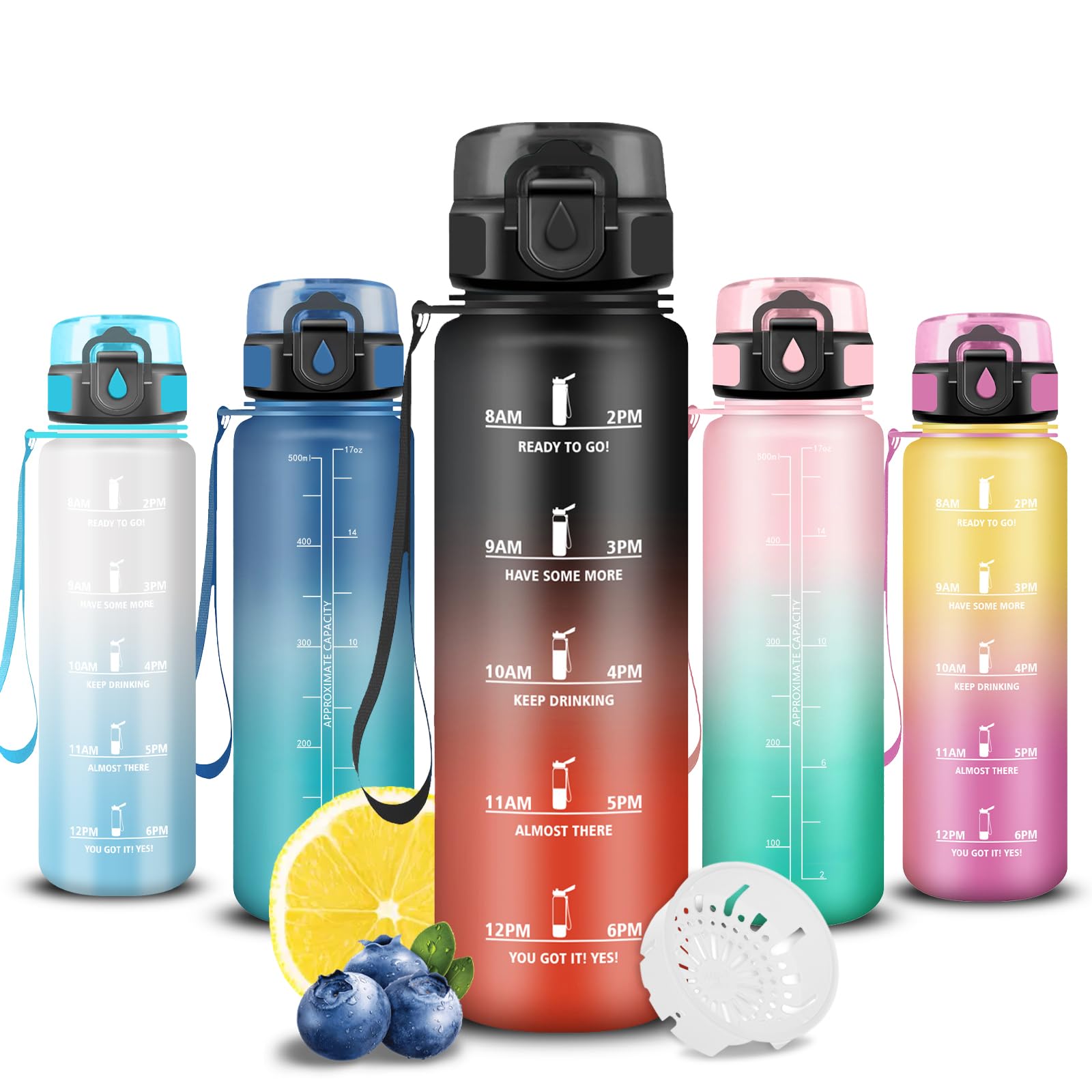 Grsta 0.5 Litre Water Bottle, Leak-free Water Bottle, Sports Bottle, Fitness, Camping, Little Girl