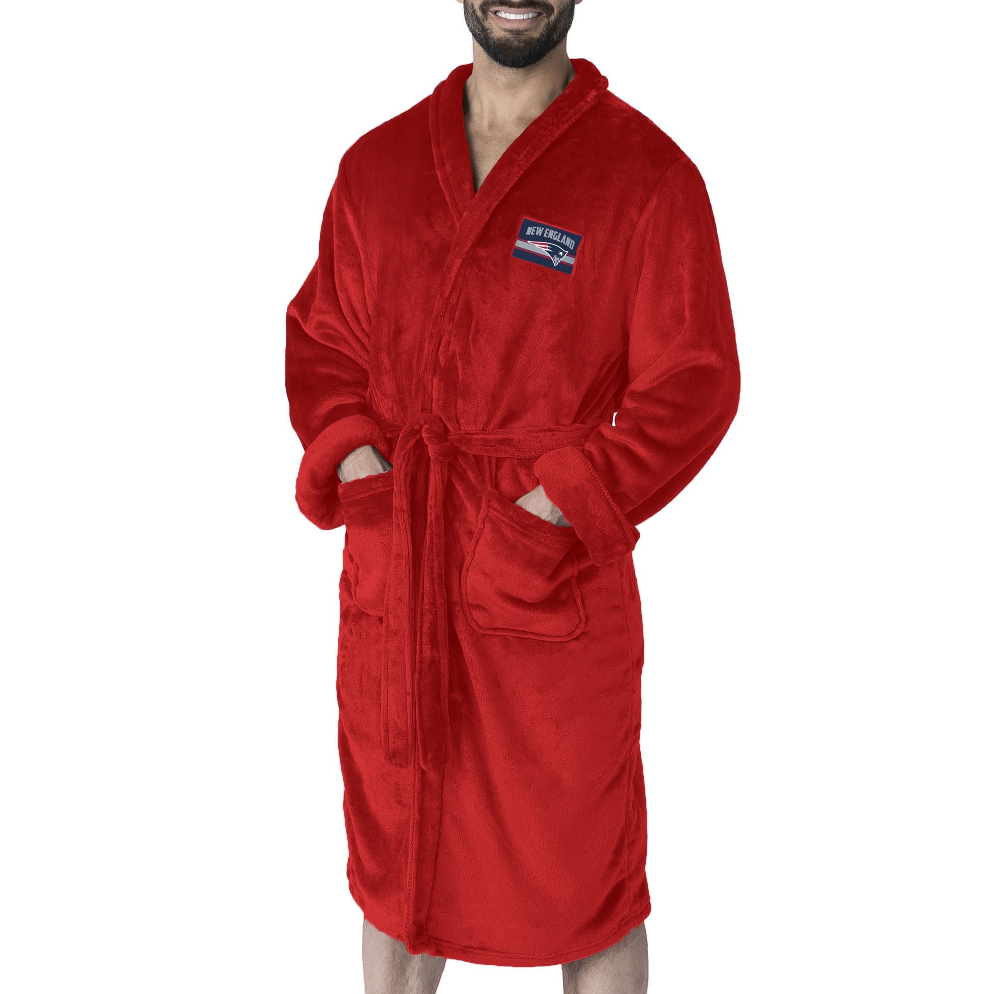 Northwest NFL New England Patriots Silk Touch Bath Robe, Large/X-Large, Rollout Red
