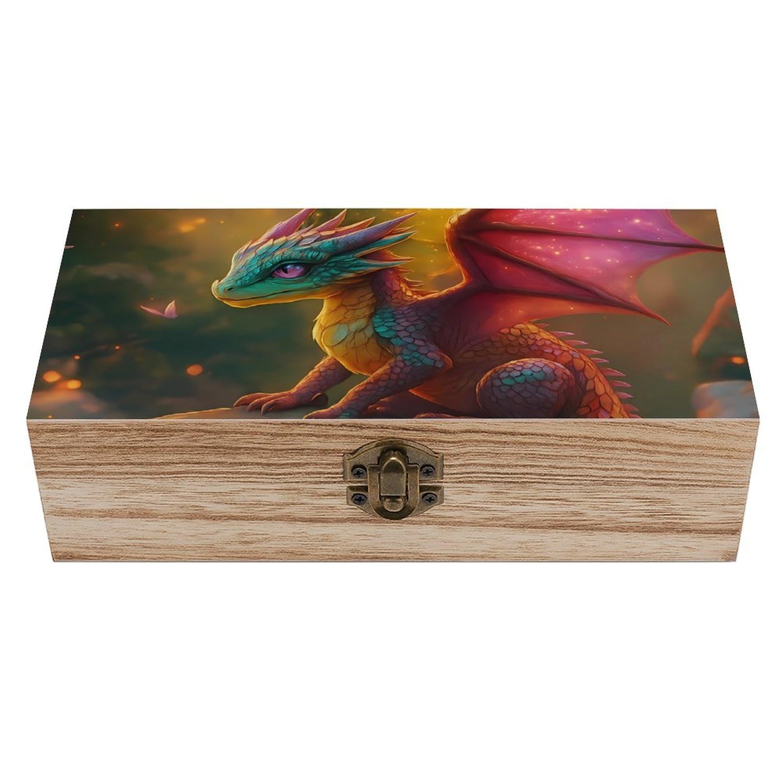 HLBSDM Colorful Dragon Retro Wooden Storage Box Jewelry Art Gift Boxs Decorative Keepsake Boxes