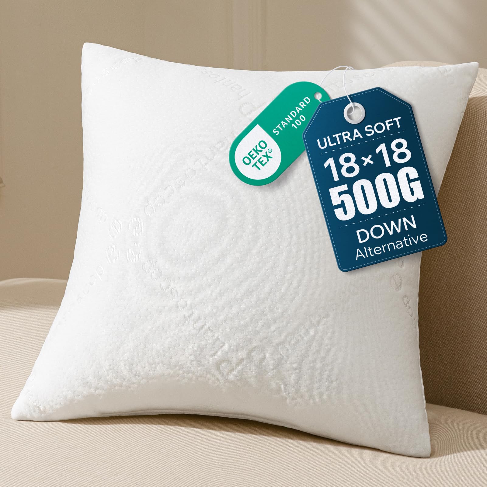 Phantoscope Premium 18x18 Throw Pillow Inserts, Ultra-Soft Air Layer Pillow Inserts Down Alternative Decorative Throw Pillows for Couch, Bedroom, Square Cushion Sham Stuffer, Pack of 1