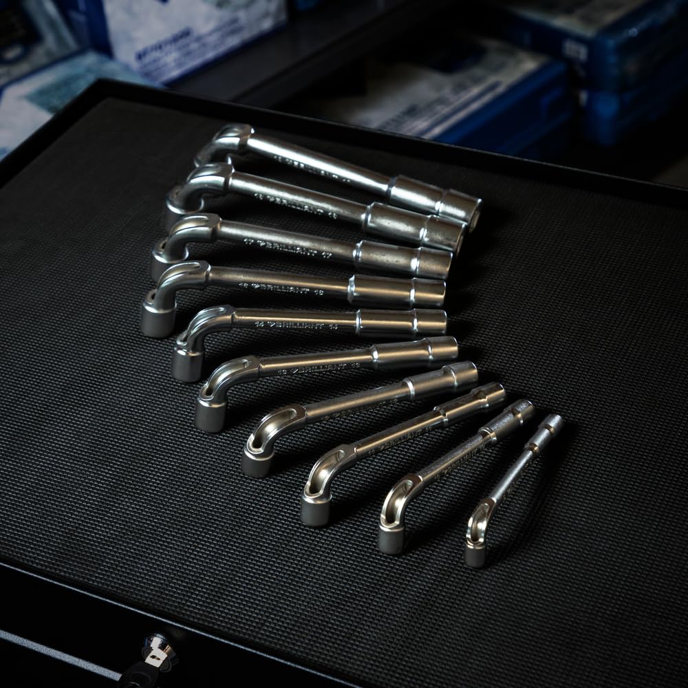KS TOOLS 517.0440 Boîte de 10 clés à pipe débouchées métriques 6 pans | Boîte de 10 clés à pipe débouchées métriques 6 pans, 8-19 mm, chrome vanadium