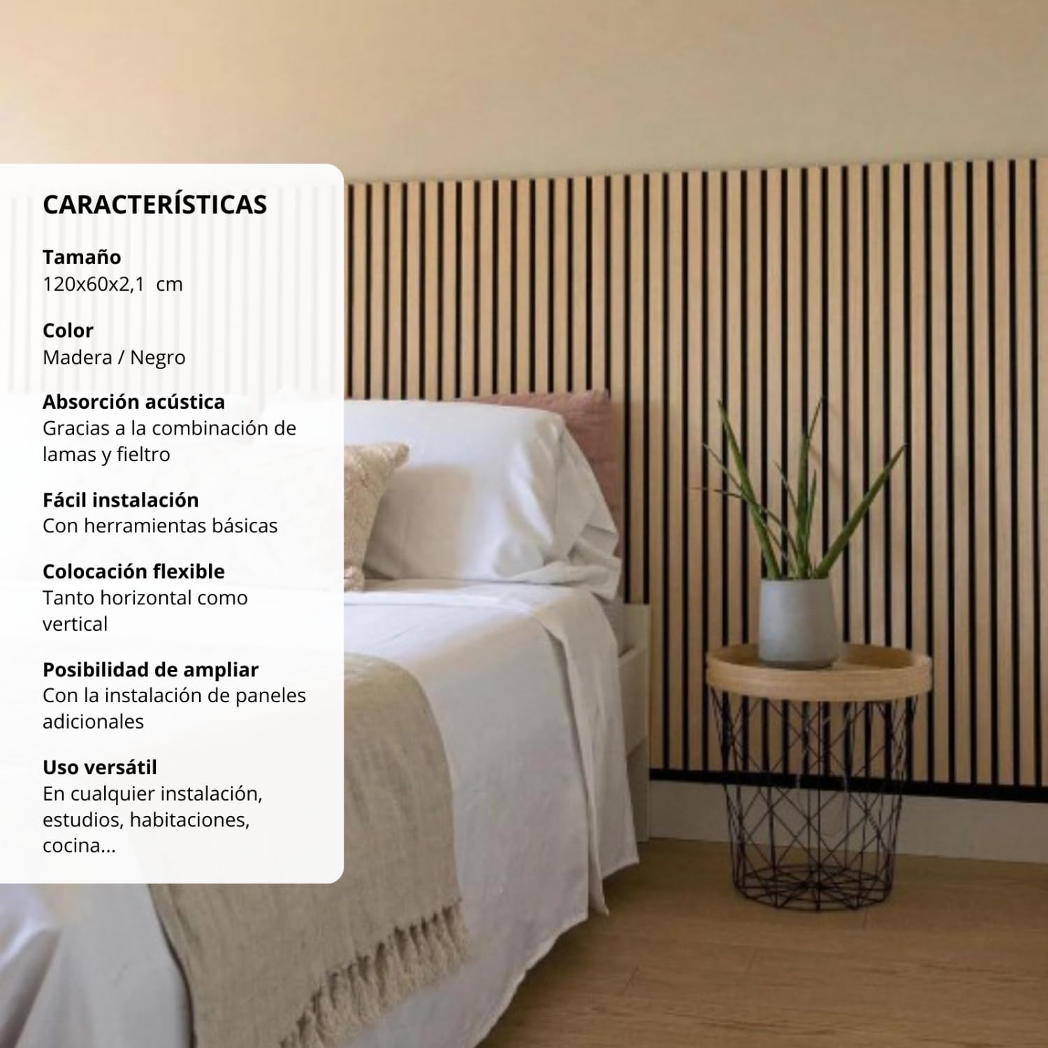 Masquepack – Paneles Acústicos Decorativos de Madera MDF 120x60 cm - Paneles Decorativos para Pared, Absorción de Sonido y Diseño Moderno (120x60 cm - Negro, 1)