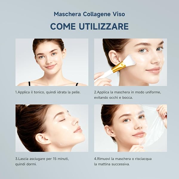 Collagen Night Peel-Off Face Mask 75 ml Moisturizing Anti-Wrinkle Improves Elasticity and Glowing Skin with Brush - 5