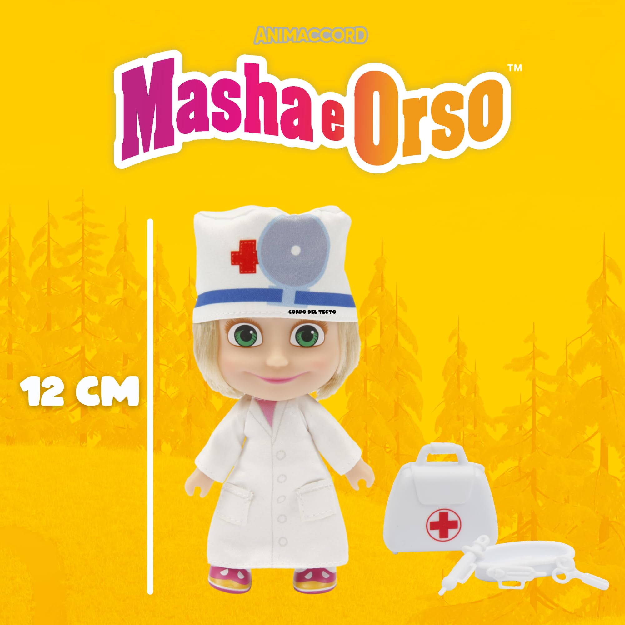 MASHA & THE BEAR - Ambulanza Di Masha E Orso, Veicolo Con Vano Apribile E Bambola Masha Dottoressa Da 12 Cm Inclusa, Ricca Di Accessori, Per Bambini e Bambine dai 3 anni