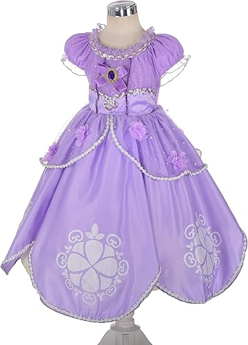 Miniatura 3 de Lito Angels Disfraz de princesa para niñas, vestido de fiesta de lujo morado con accesorios