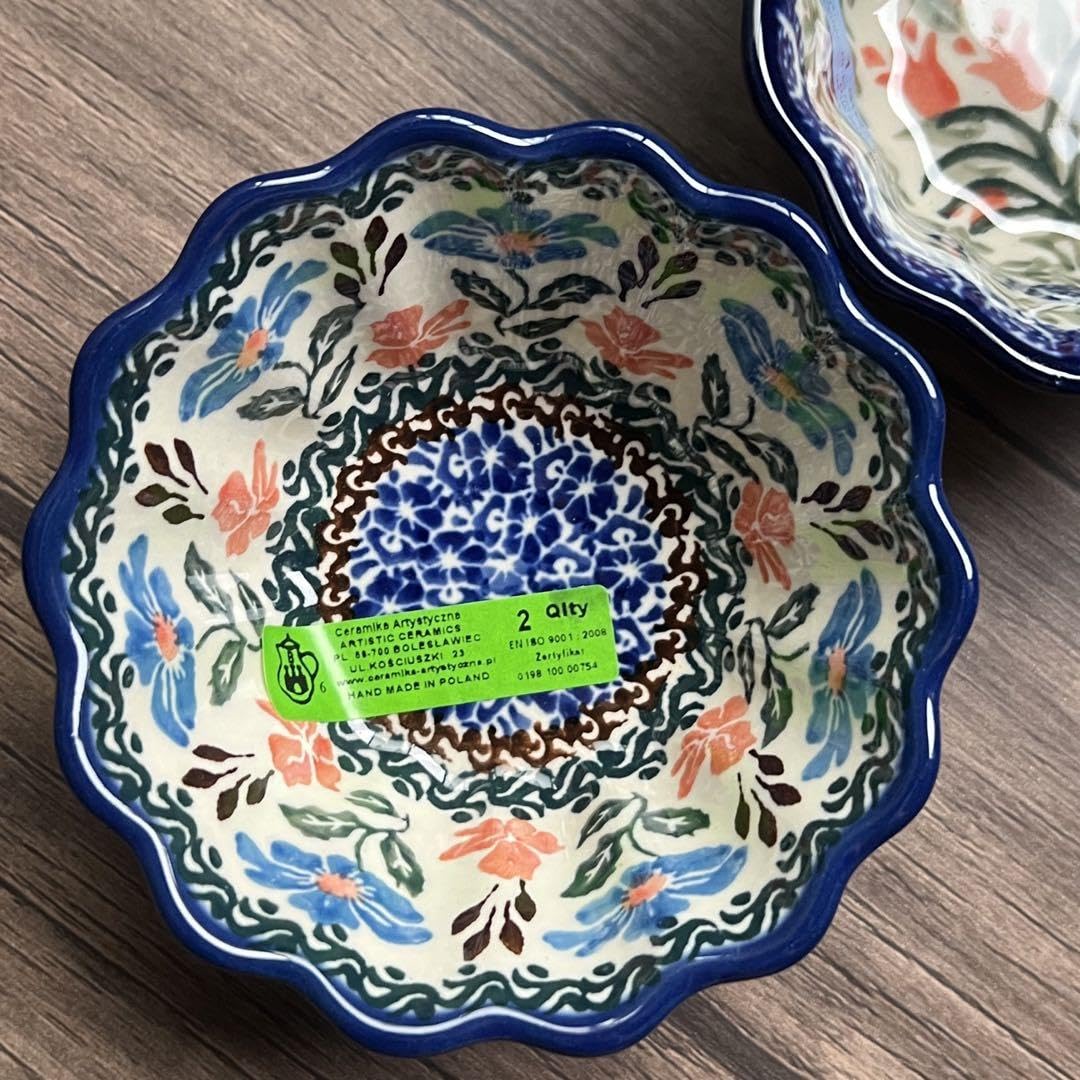 ポーリッシュポタリー Artystyczna プレート フリルボウル 2点セット ポーリッシュポタリー Artystyczna プレート フリルボウル 2点セット